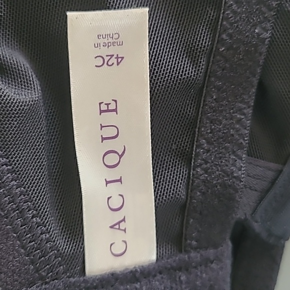 Cacique Modern Linear Lace Unlined Full Coverage Underwire Bra Black 42C - Picture 7 of 7